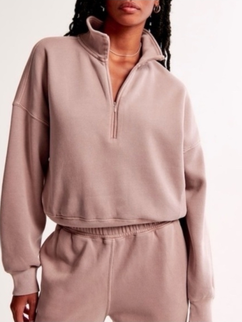 Abercrombie & Fitch Sunday Half-zip Pullover - Brown - XS